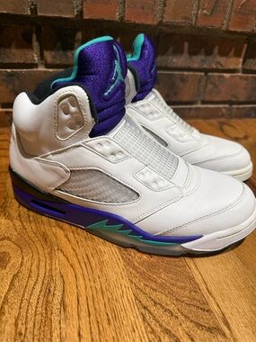 Air Jordan 5 Retro “Grape” – Men’s 8 – White/Purple/Teal – Authentic